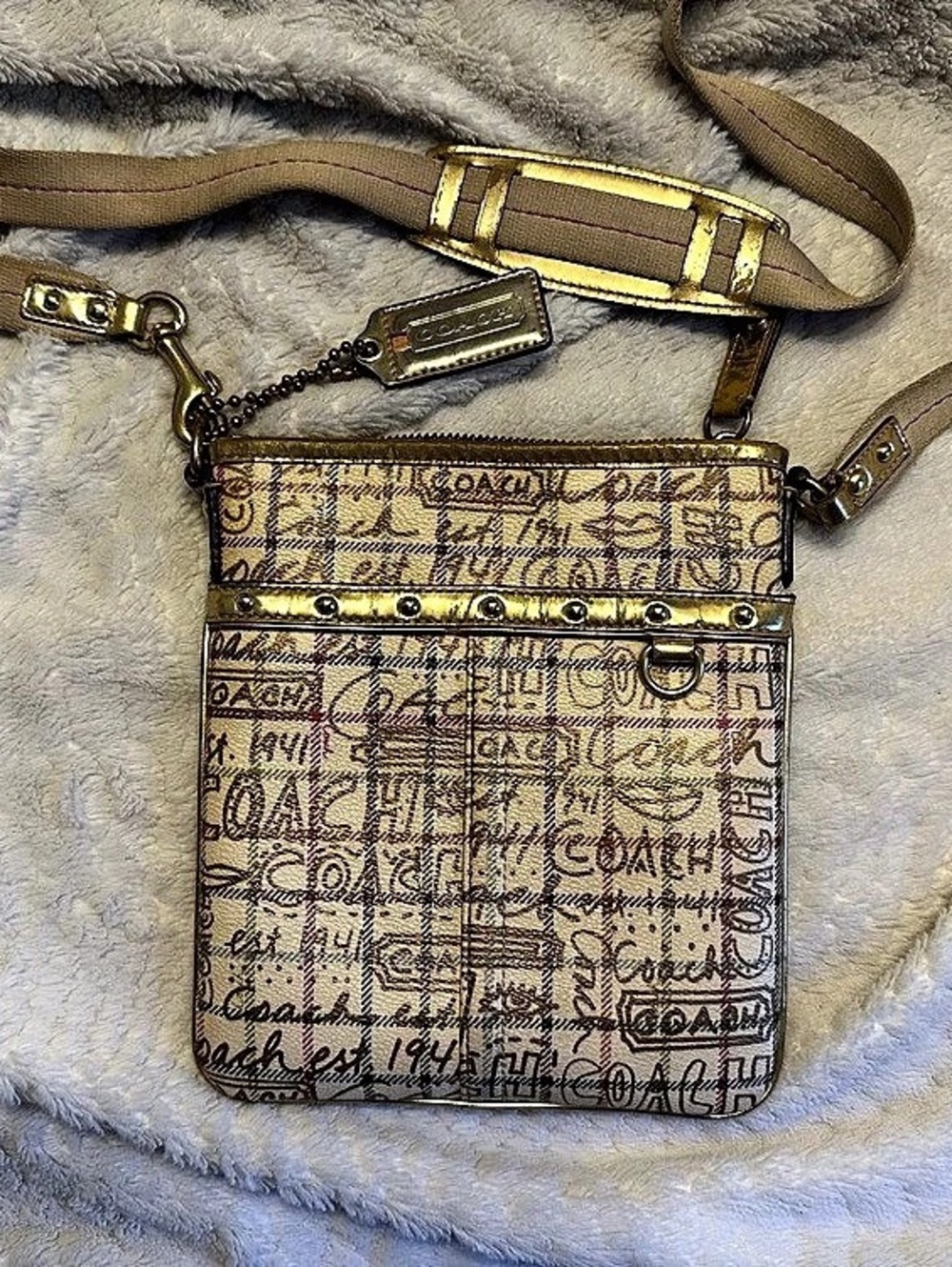 Coach Poppy Pop C Graffiti Swingpack Crossbody Bag Brown
